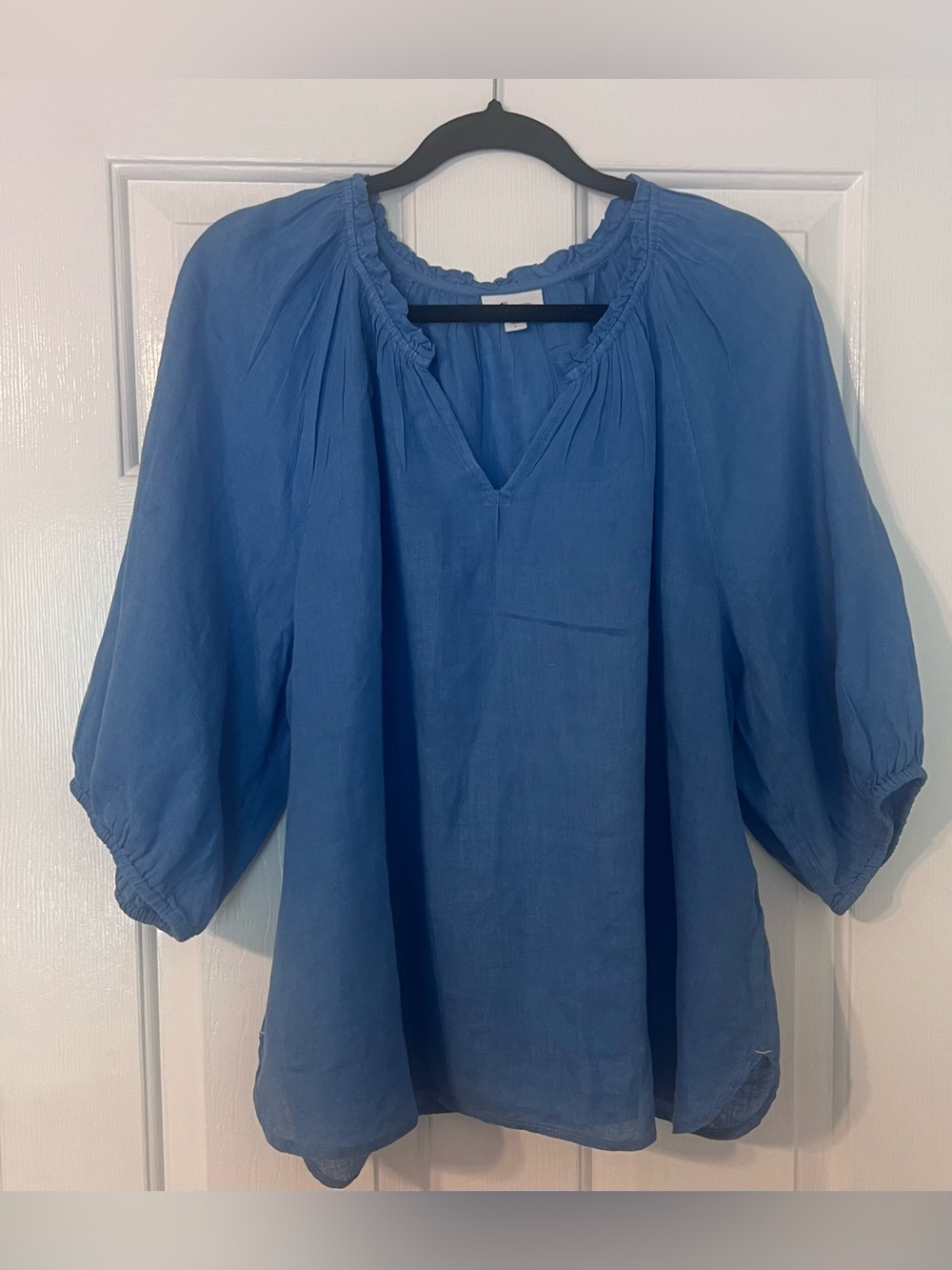 J. Jill Blue Blue Gauzy Peasant Blouse Sz L